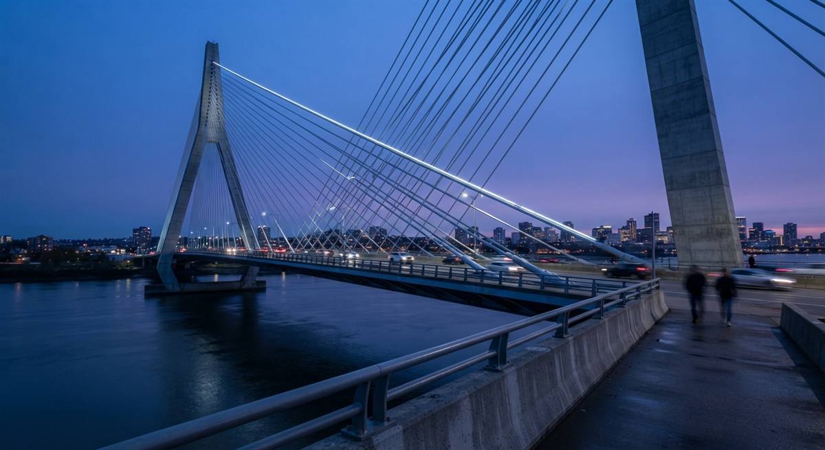 Gran infraestructura al atardecer